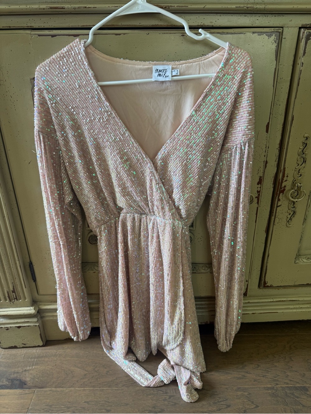 Princess Polly Blush Sequin Wrap Tunic Top